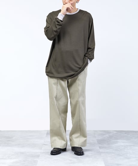 And A アンドエー / 2/72 WOOL JERSEY L/S RINGER KNIT TEE super100防縮ウォッシャブルウールジャージーリンガーニットロンT / AA-A23M005