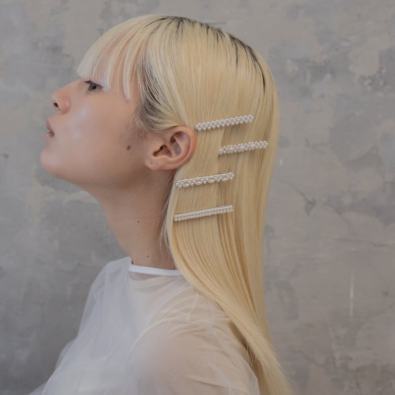 【No.259】ヘアクリップ くすみブルー×ホワイトゴールド No.259】ヘアクリップ くすみブルー×ホワイトゴールド No.259ヘア