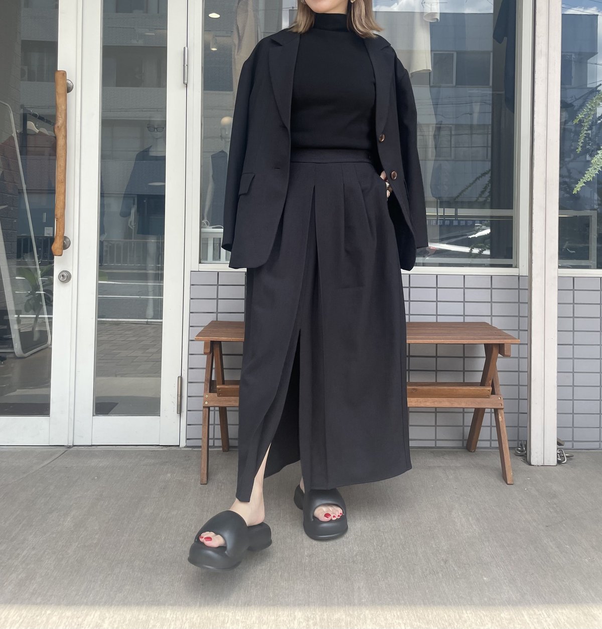 twill cocoon skirt(ブラック) | SETiA