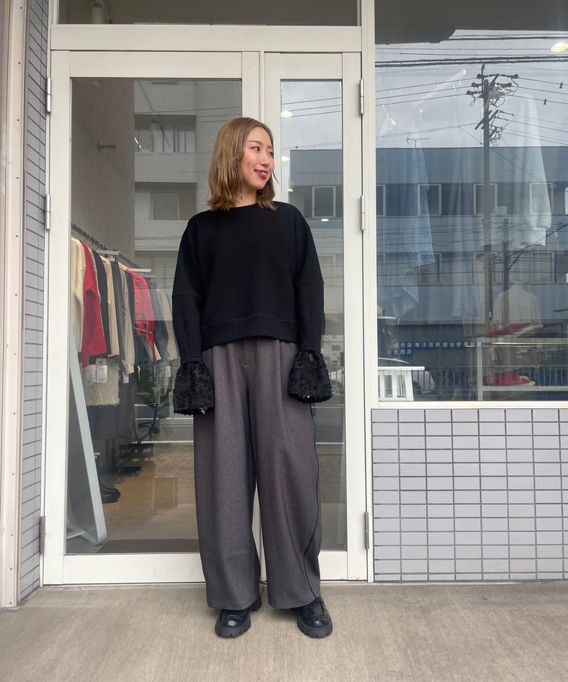 black wide trousers ワイドスラックス sullen WIDE TROUSERS – SULLEN TOKYO