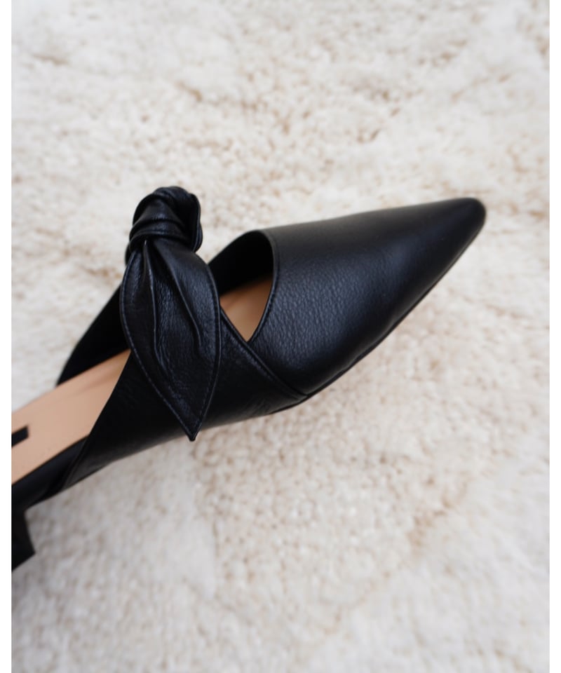 美品　ohga オーガ　リボンミュール　本革 LEATHER RIBBON MULE | OHGA