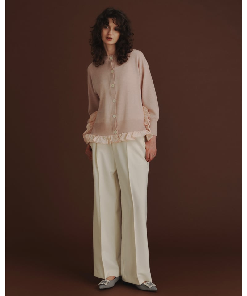 OHGA TUCK PANTS セミワイドパンツ　ネイビーブラック　Sサイズ OHGA TUCK PANTS セミワイドパンツ ネイビーブラック Sサイズ