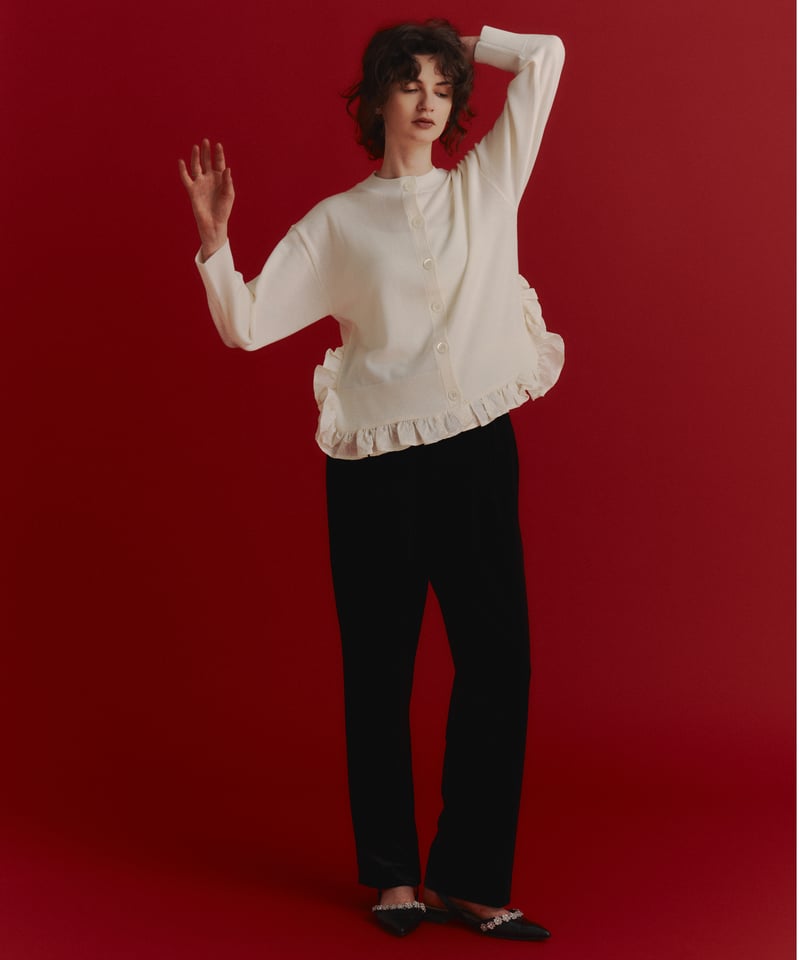 OHGA ビジュー付きフラットシューズ ピンク BIJOU MULE | OHGA