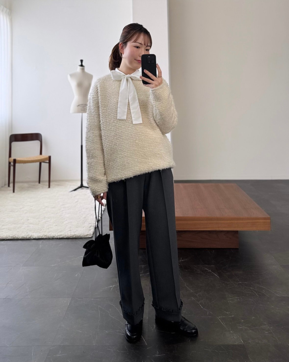 OHGA FRILL KNIT ホワイト 新品♡OHGA♡FRILL KNIT、フリルニット