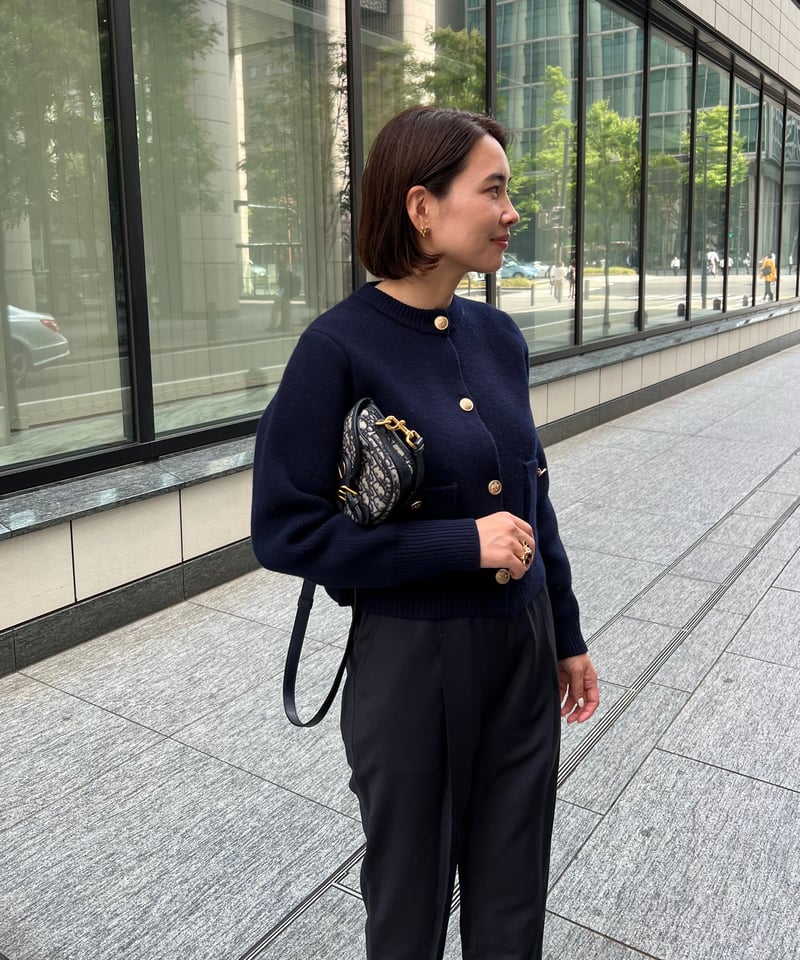 【新品未使用タグ付】OHGA CHARMANTカーディガン ネイビー 新品タグ付 OHGA ニット カーディガンCHARMANT ネイビー