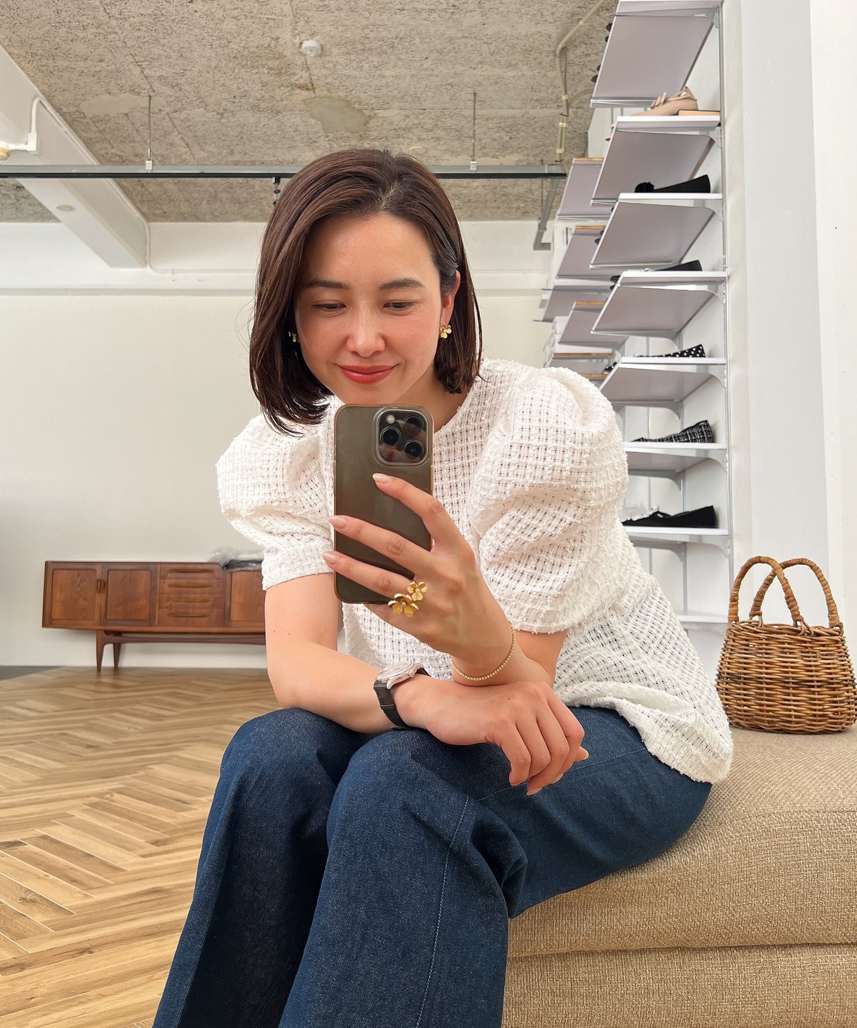 OHGA　オーガ　SAVON　サボン　シアーブラウス　パフスリーブ　ブラック OHGA オーガ SAVON サボン シアーブラウス パフスリーブ ブラック OHGA