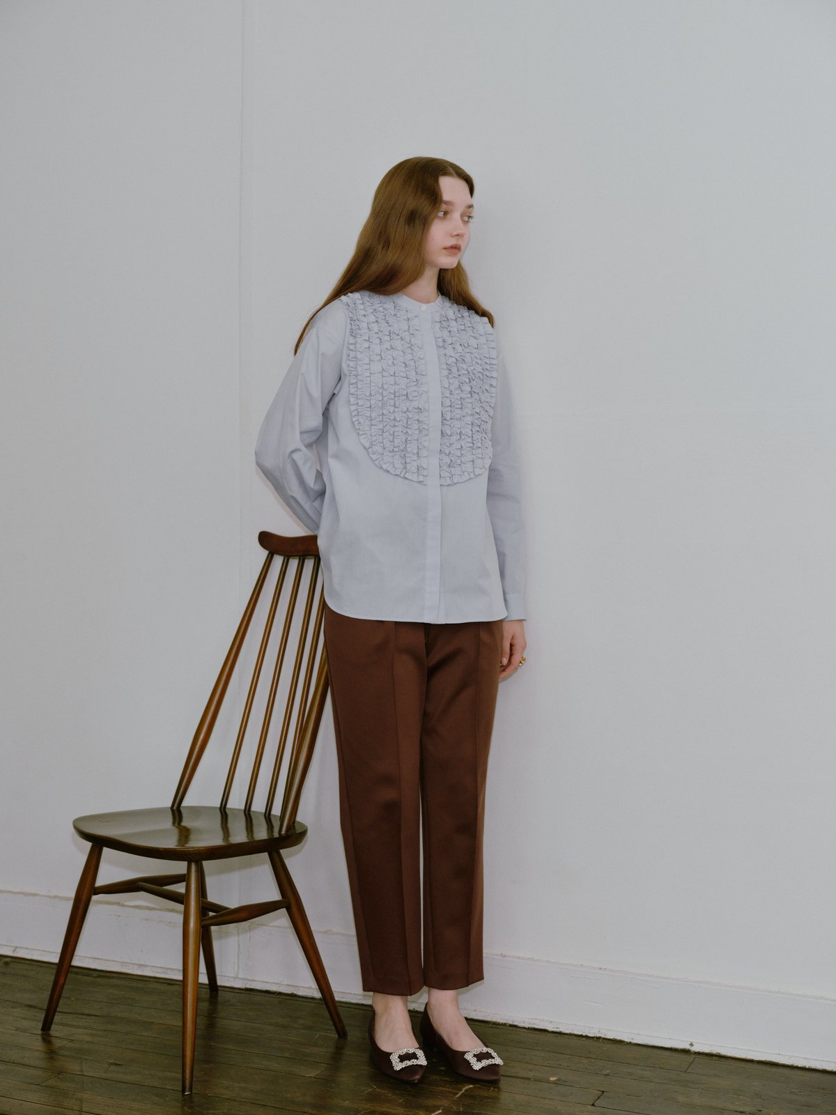 OHGA フリルブラウス OHGA ブラック ブラウス ohga フリルブラウス