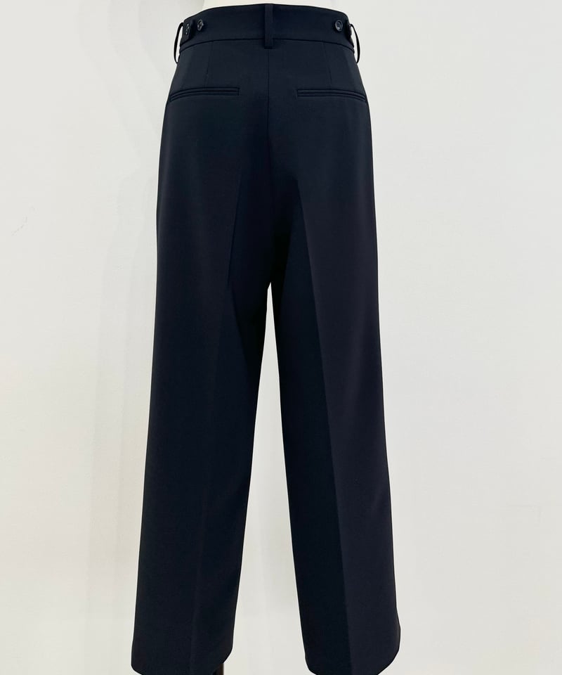 OHGA TUCK PANTS セミワイドパンツ　ネイビーブラック　Sサイズ TUCK PANTS セミワイドパンツ | OHGA