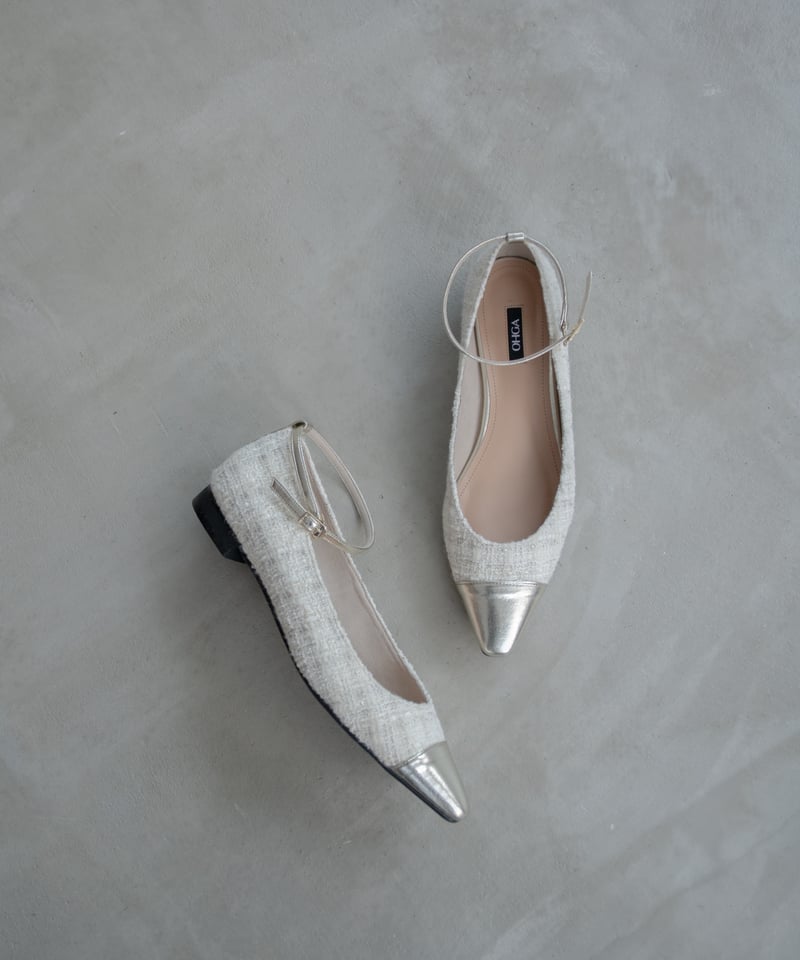OHGA オーガ　COMBI TWEED PUMPS ホワイト　23 パンプス OHGA オーガ COMBI TWEED PUMPS ホワイト 23 パンプス