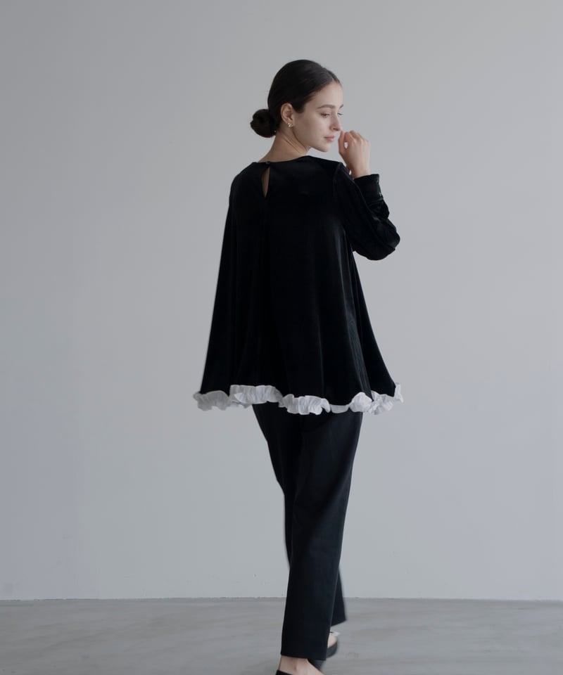 OHGA ベロアフリルブラウス