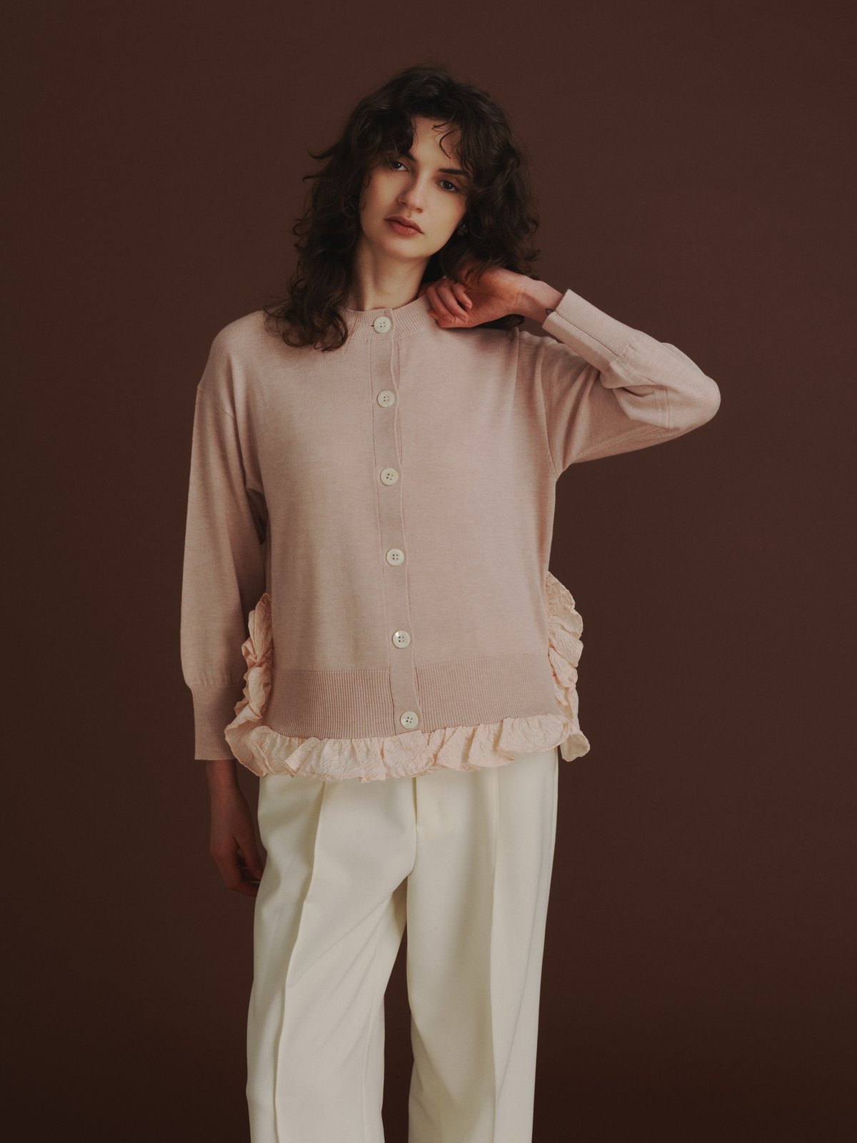 OHGA FRILL KNIT ピンク OHGA FRILL KNIT ピンク FRONT FRILL | OHGA