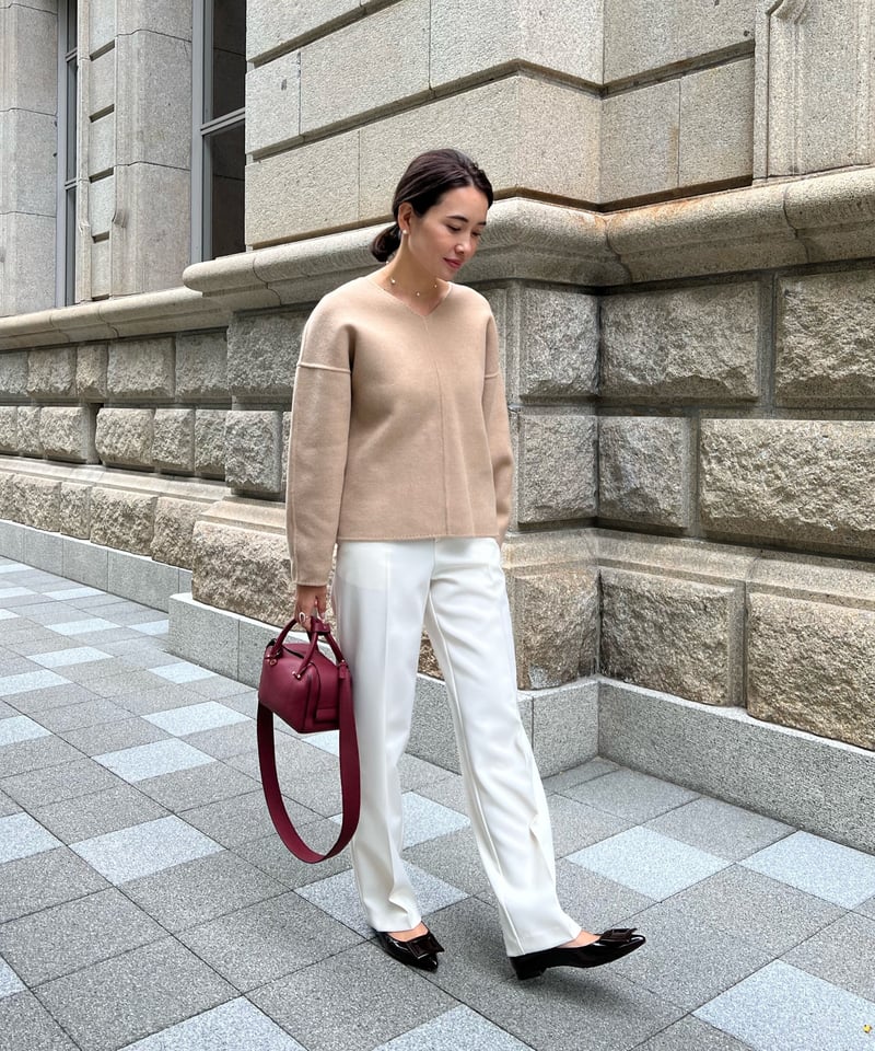 OHGA リバーシブルプルオーバー キャメル×アイボリー OHGA リバーシブル プルオーバー