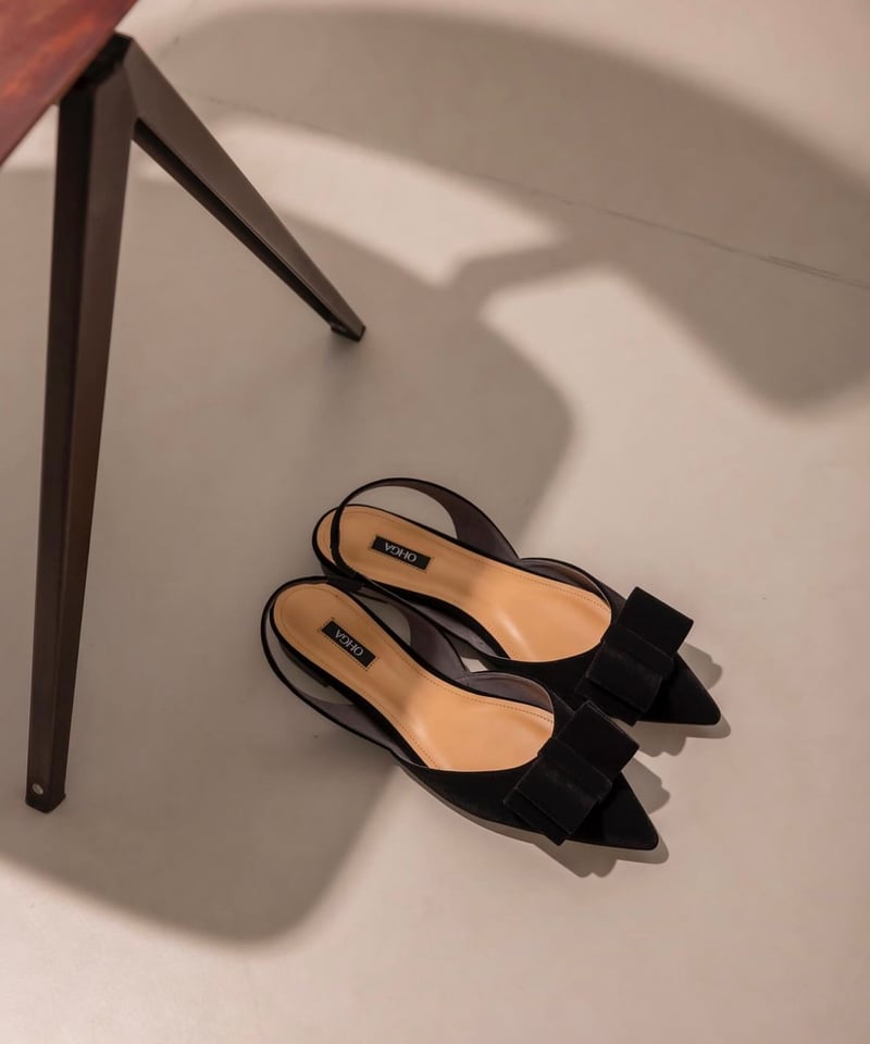 靴 OHGA SATIN RIBON PUMPS BIG VELOR RIBON PUMPS | OHGA