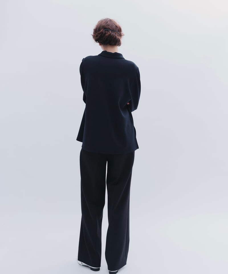 OHGA TUCK PANTS セミワイドパンツ　ネイビーブラック　Sサイズ TUCK PANTS セミワイドパンツ | OHGA