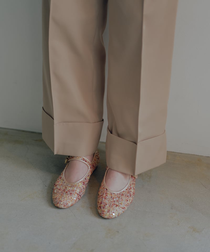 【OHGA】PETIT TWEED PUMPSフラットシューズ　24.0.cm OHGA】PETIT TWEED PUMPSフラットシューズ 24.0.cm