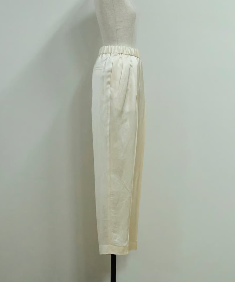 OHGA オーガ (M) サテンパンツ ストレート ウエストゴム 光沢感 日本製 SATIN PANTS | OHGA