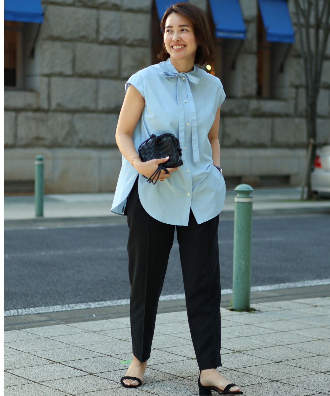 OHGA TUCK PANTS セミワイドパンツ ネイビーM