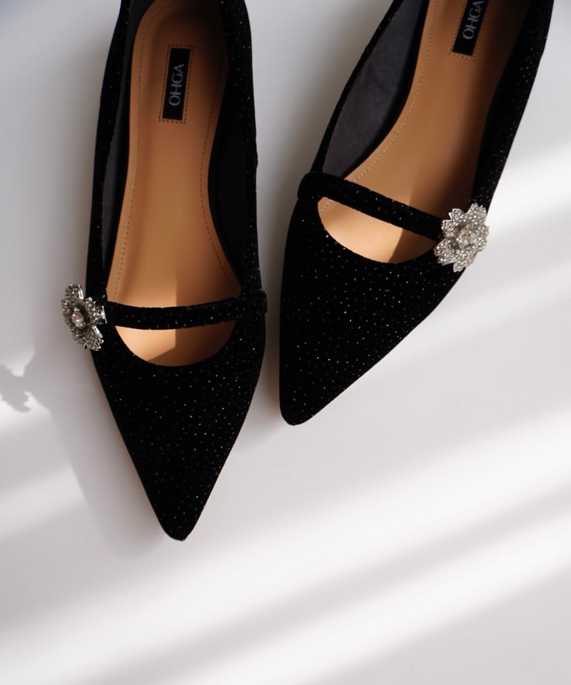 靴 OHGA TULLE DOT BIJOU PUMPS GLITTER BIJOU PUMPS | OHGA