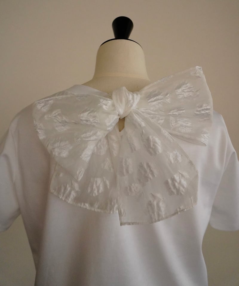 ohga BACK RIBBON T-shirt ホワイト　リボン　Tシャツ BACK RIBBON T-shirt | OHGA