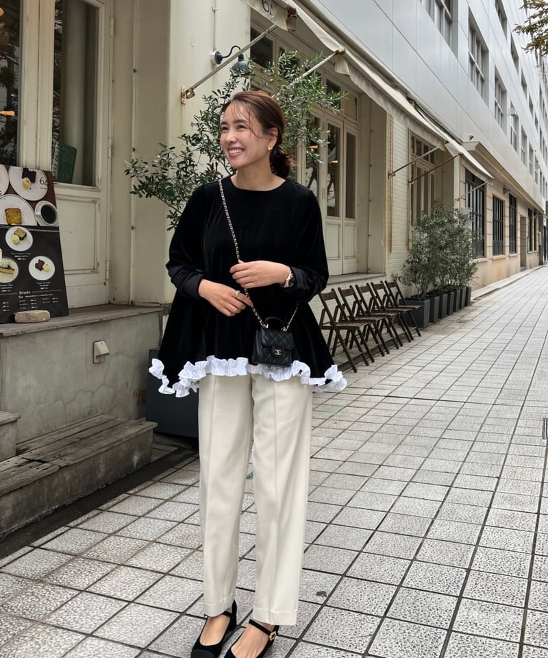 OHGA ベロアフリルブラウス