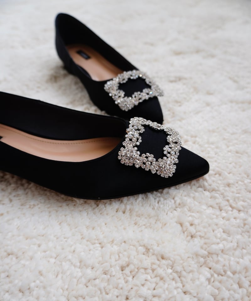 【ohga】サテンパンプス ブラック SATIN BIJOU PUMPS | OHGA
