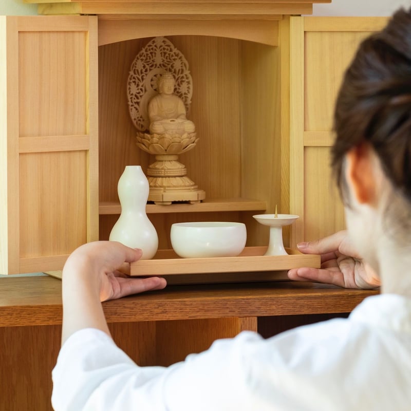 OGAMIDO」三具足 | たなごころ（ウッドペッカーの神仏具）