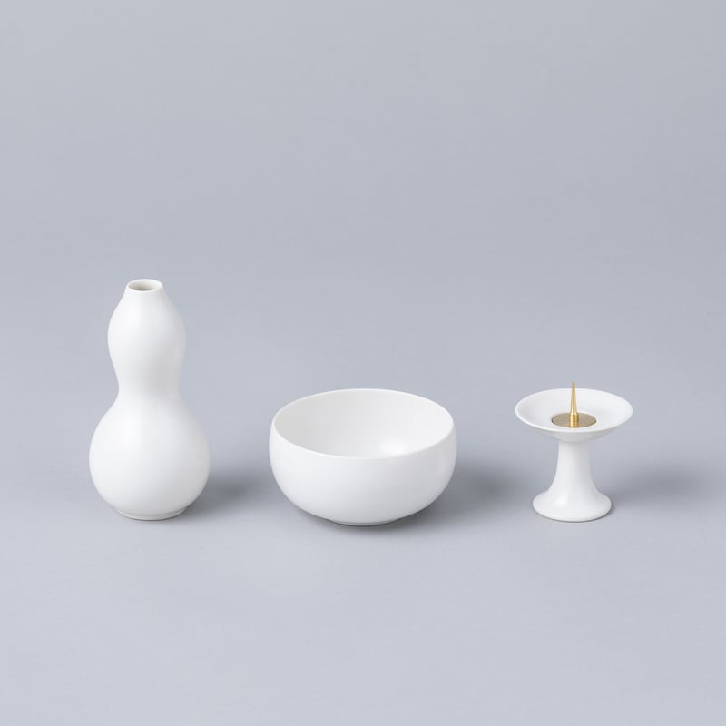 OGAMIDO」三具足 | たなごころ（ウッドペッカーの神仏具）
