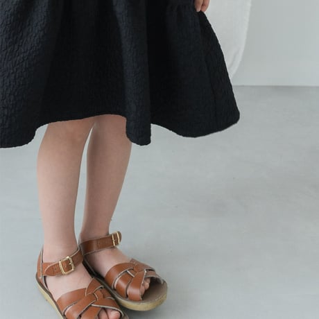 kids Back ribbon dress / black