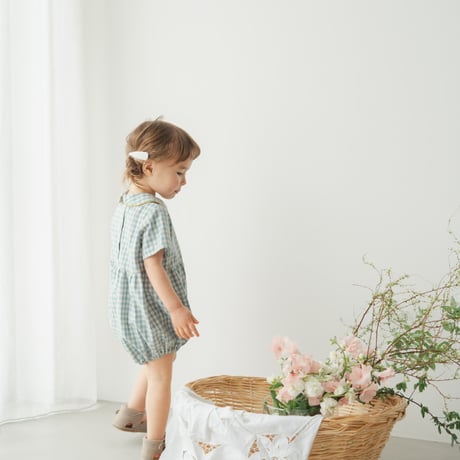 Charlie rompers / Letter check-Sky