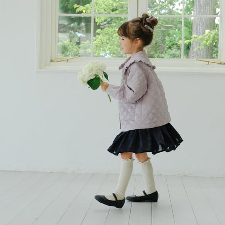 Quilting frill short coat / lilac