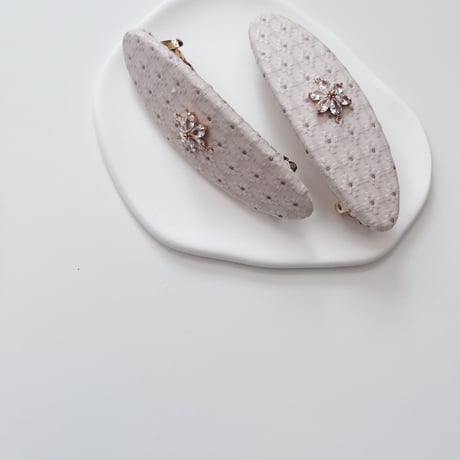 Flower bijou barrette / ecru