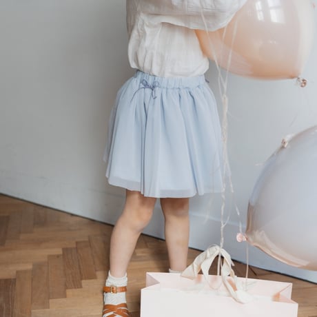 Tulle ribbon skirt / pail blue
