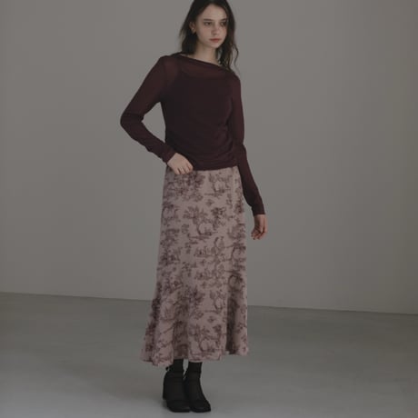ladies Siren skirt / toile de jouy - pink brown