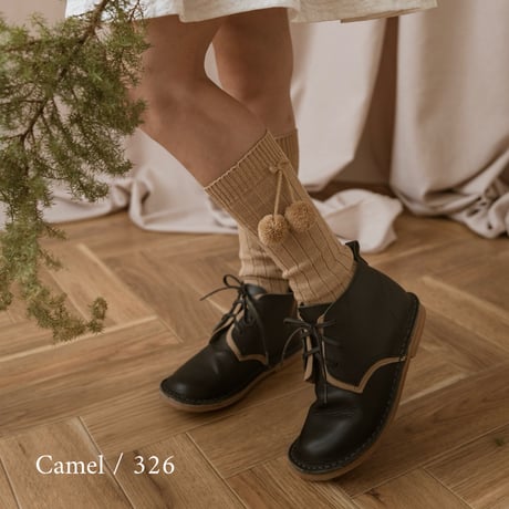 condor / Pompoms rib knee-high socks  3015-2