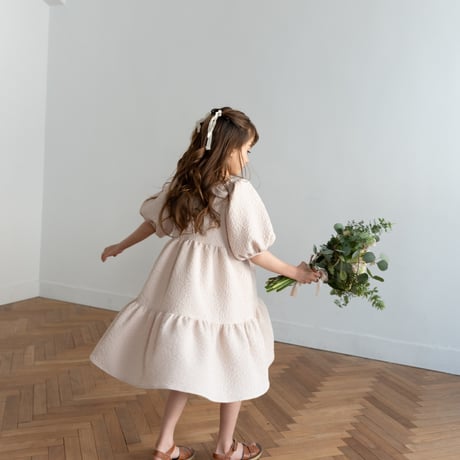 kids Back ribbon dress / baby pink