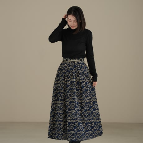 ladies Maison Flare skirt / navy jacquard