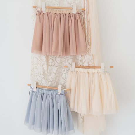 Tulle ribbon skirt / milk