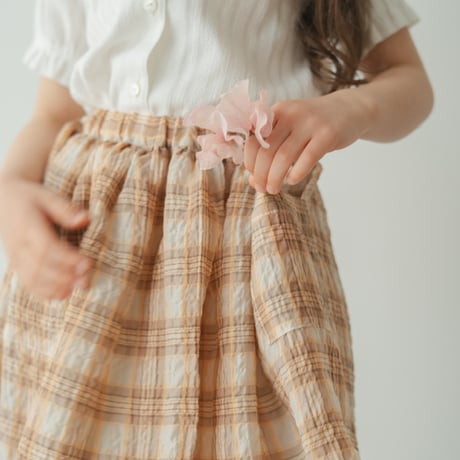 Gather skirt / Coral check