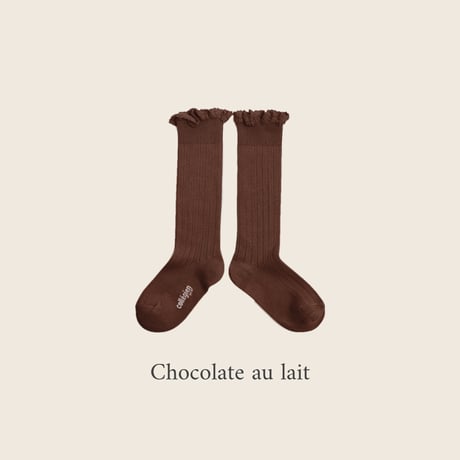 Collegien / Joséphine - Lace-Trim Ribbed Knee-high Socks