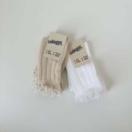 Collegien / Marie Léonie - Lightweight Openwork Knee-high Socks with Swiss-dot Frill