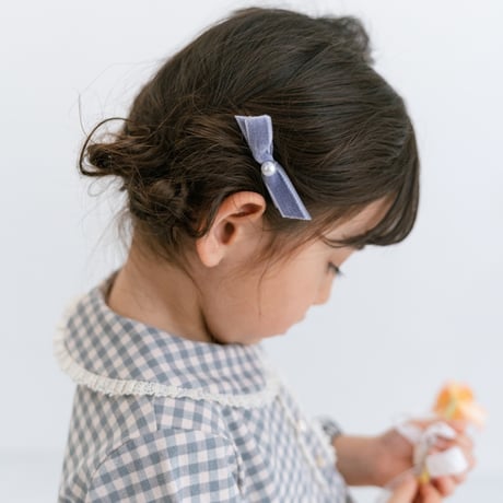 Velvet ribbon pin 2pc set - pearl