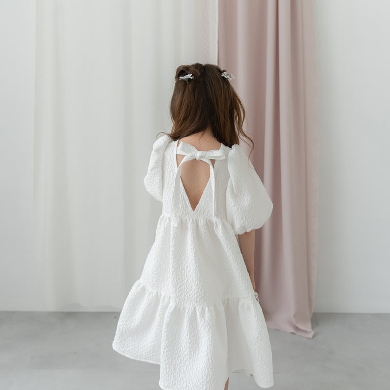 kids Back ribbon dress / white | june -little c