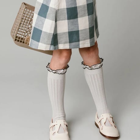 Collegien / Constance - Ribbed Knee-high socks with Rick-Rack Ruffle