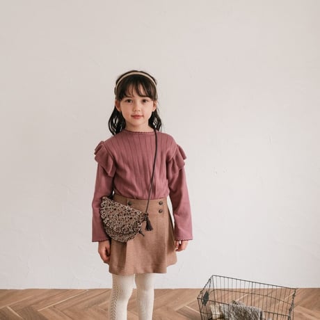 Frill knit tops / cherry