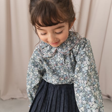 Double button blouse / winter navy flower