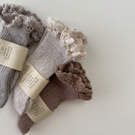 Collegien / Adeline - Pointelle Merino Wool Knee-high Socks with Merino Lace Trim