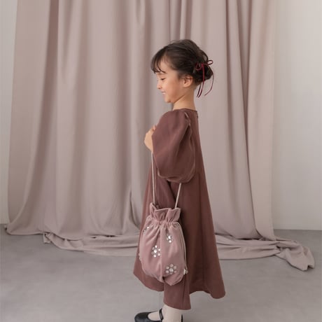 kids Puff sleeve dress / chocolate