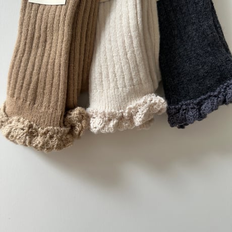 Collegien / Hermine - Chaussettes cachemire et laine avec dentelle