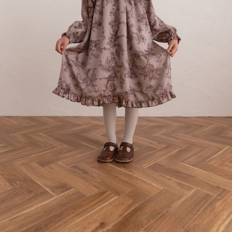 Winter sailor dress / toile de jouy - pink brown