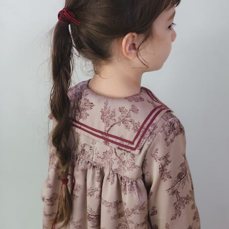 Winter sailor dress / toile de jouy - pink brown
